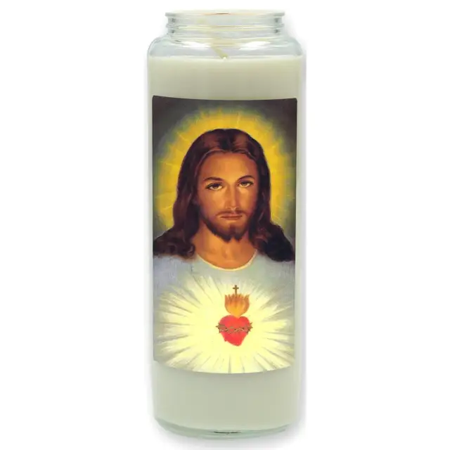 Neuvaine en verre / blanc / Sacré coeur de Jésus