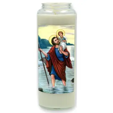 Noveenkaars in glas / wit / H Kristoffel