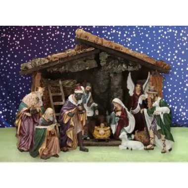 Kerststal + 11 Figuren 20 Cm (50x23x36cm)