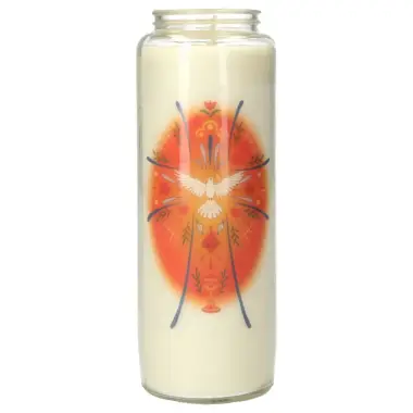 9 days candle in glass / white / Holy Spirit