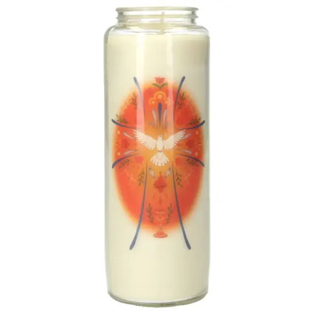 9 days candle in glass / white / Holy Spirit
