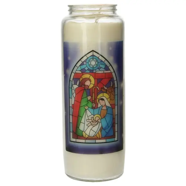 9 days candle in glas christmas stained glass