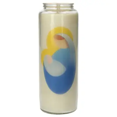 Bougie de neuvaine en verre Vierge à l'enfant