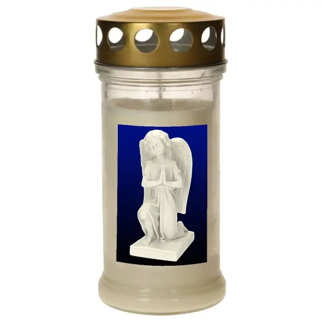 Graflicht in glas met deksel verguld - Engel - 10 stuks / doos