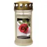 Candle in glass with golden metal lid - white - Open book with rose - 10 pieces per box