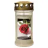 Candle in glass with golden metal lid - white - Open book with rose - 10 pieces per box