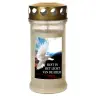 Candle in glass with golden metal lid - Dove with Dutch text - 10 pieces per box