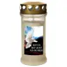 Candle in glass with golden metal lid - Dove with Dutch text - 10 pieces per box