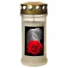 Veilleuse de cimetière en verre avec couvercle doré - Blanc - Ange avec rose - 10 pièces / carton