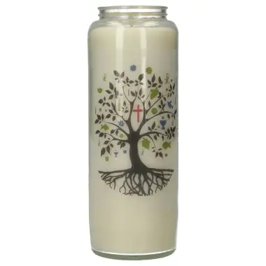 Neuvaine en verre / blanc / Symbole liturgique
