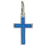 Croix - 13 x 9 mm - Métal Email bleu