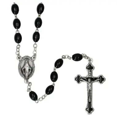 Rosary Wood Black Cross Email