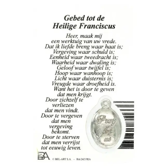 Carte-médaille-prière - St Françaisançois - Néerlandais
