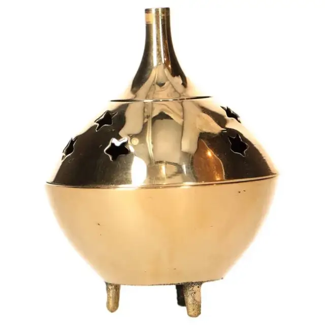 Wierookbrander in verguld messing - H 7 cm