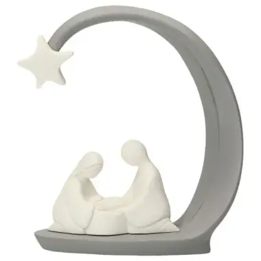 Nativity in a grey bow (13x13 cm)
