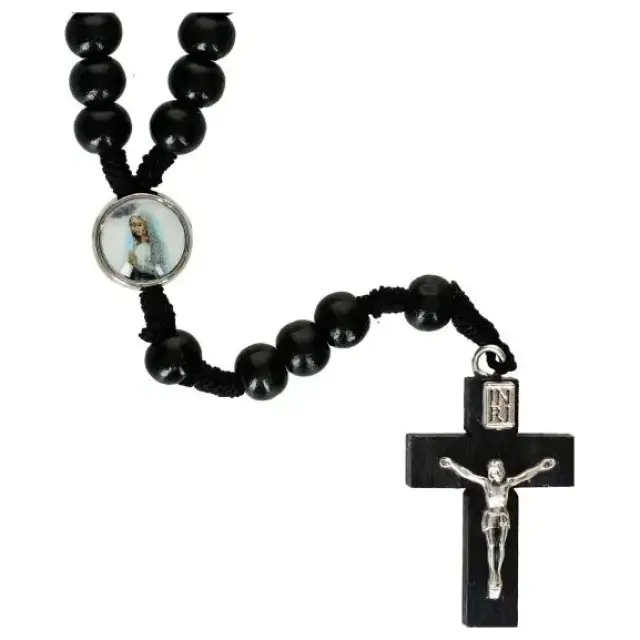 Rosary on cord Wood
