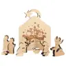 Nativité en bois scuplté dans une boîte de 08cm Naturel