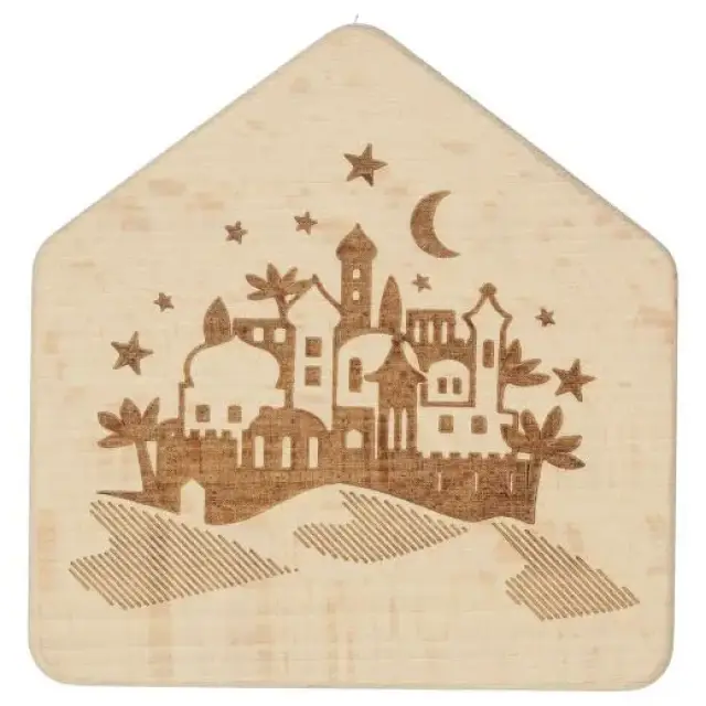 Nativité en bois scuplté dans une boîte de 08cm Naturel
