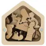 Nativité en bois scuplté dans une boîte de 08cm Naturel
