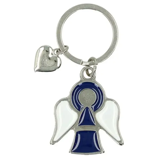 Sleutelhanger Engel Email blauw + Med hart