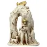 Nativité / grotte en albâtre H 12 cm décor or
