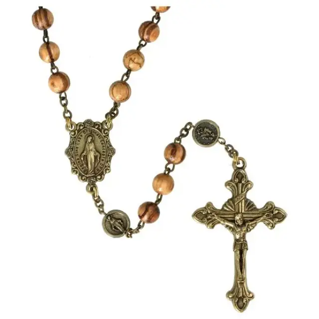 Chapelet Bois zebrano Chaine bronzée