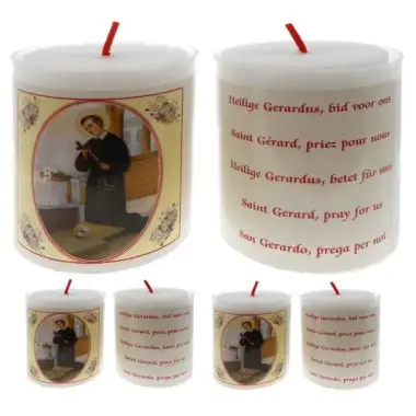 Set of 4 candles St Gerard Text 5 languages