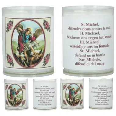 Set of 4 candles St Michael Text 5 languages