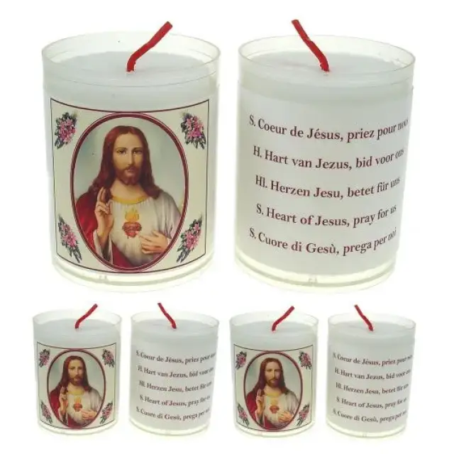 Set of 4 candles Sacred Heart of Jesus Text 5 languages