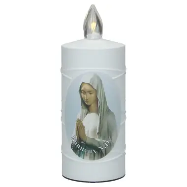 Cemetery lamp Our Lady of Banneux with 2 AA batteries included