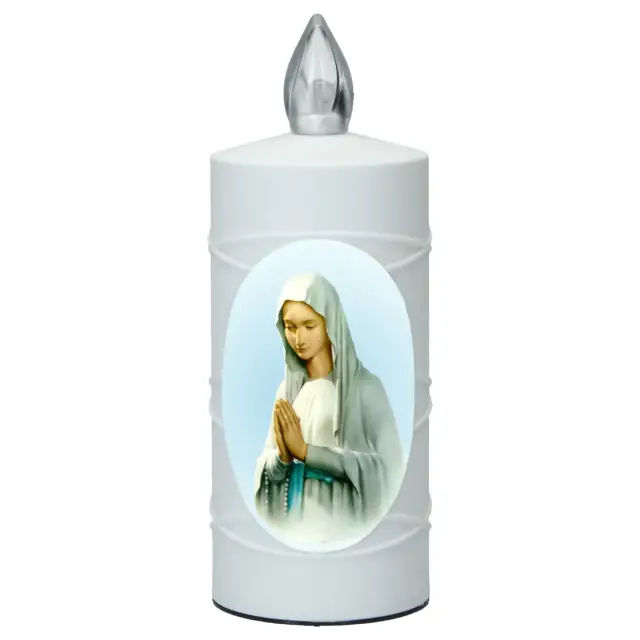 Lampe de cimetière Vierge priante avec 2 piles AA incluses