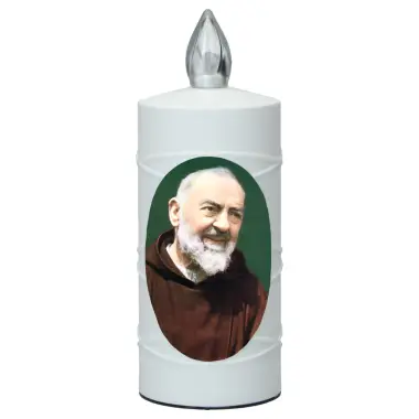 Cemetery lamp Saint Padre Pio with 2 AA batteries included