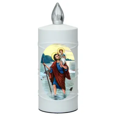 Cemetery lamp Saint Christopher with 2 AA batteries included
