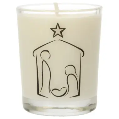 Kaarsje in glas 65 x 50 mm Heilige Familie