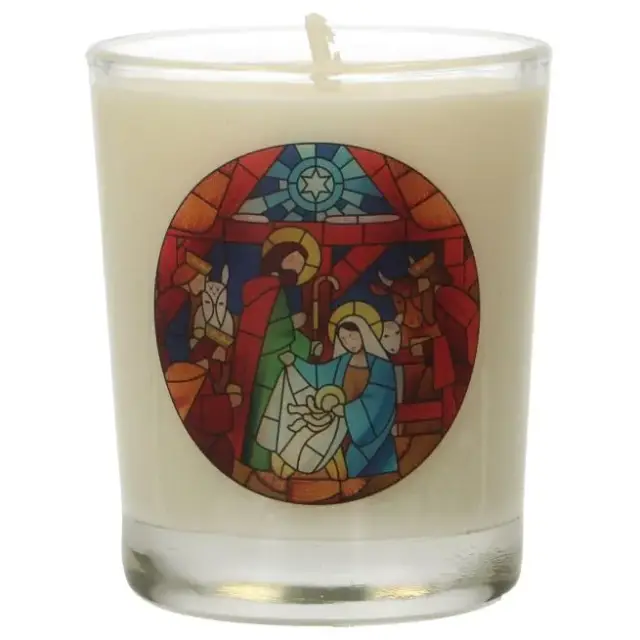 Bougie en verre 65 x 50 mm Nativité