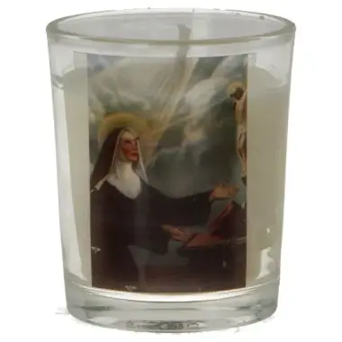 Bougie en verre 65 x 50 mm Sainte Rita
