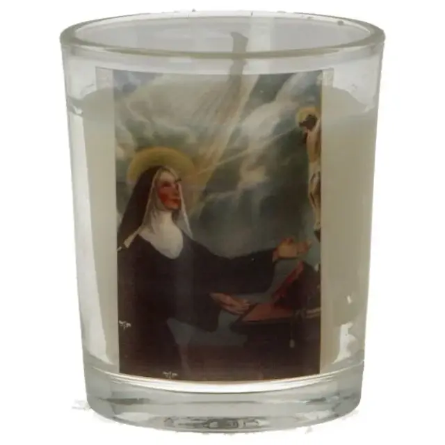 Bougie en verre 65 x 50 mm Sainte Rita