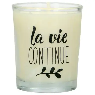Kaarsje in glas 65 x 50 mm La vie continue