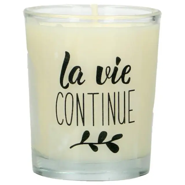 Glass candle 65 x 50 mm with French expression