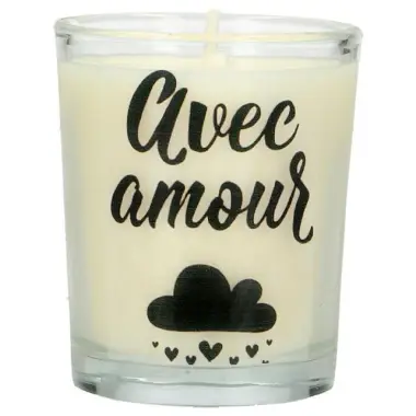 Kaarsje in glas 65 x 50 mm Avec amour