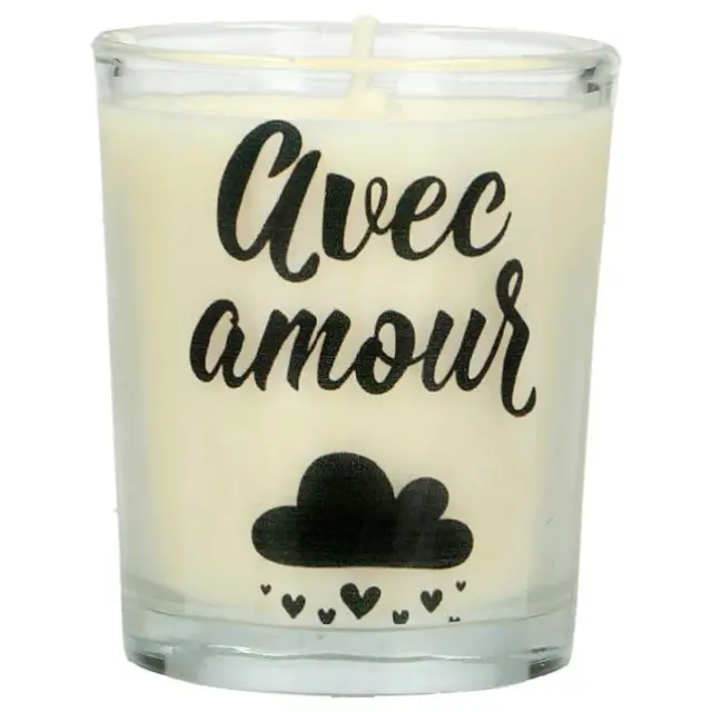 Glass candle 65 x 50 mm with French expression