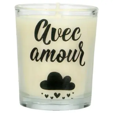 Bougie en verre 65 x 50 mm Avec amour