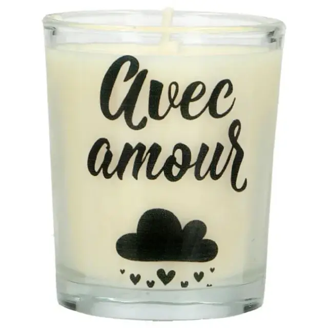 Bougie en verre 65 x 50 mm Avec amour