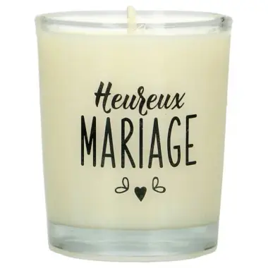 Kaarsje in glas 65 x 50 mm Heureux mariage