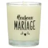 Bougie en verre 65 x 50 mm Heureux mariage