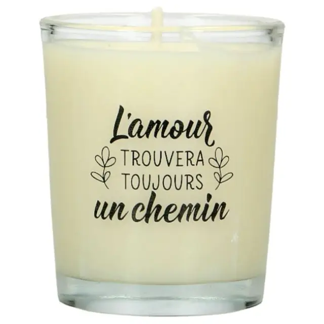 Glass candle 65 x 50 mm with French expression