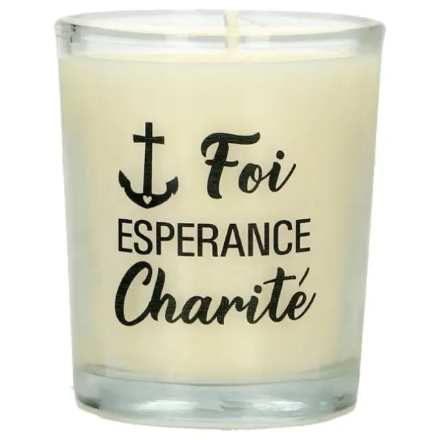 Glass candle 65 x 50 mm with French expression