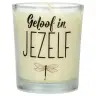 Glass candle 65 x 50 mm with Dutch expression