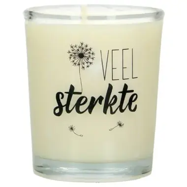 Glass candle 65 x 50 mm with Dutch expression