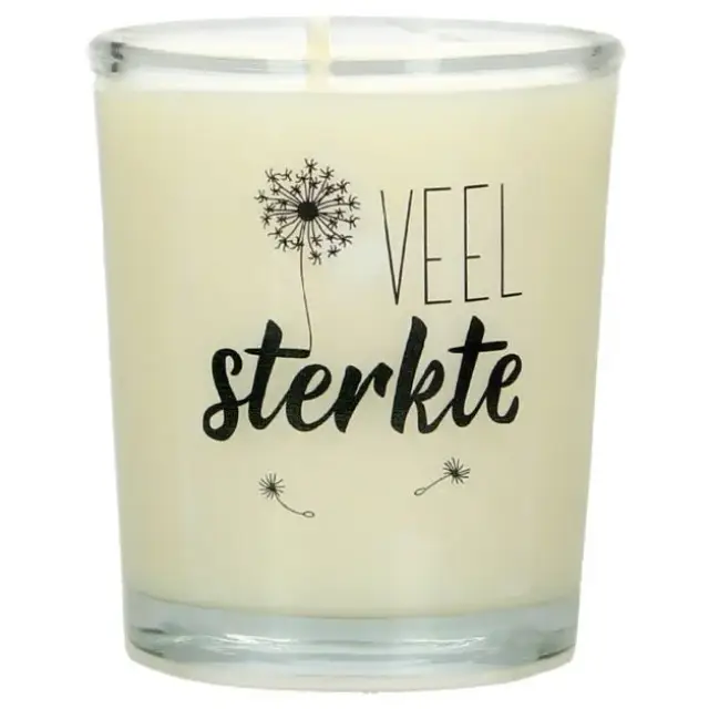 Glass candle 65 x 50 mm with Dutch expression